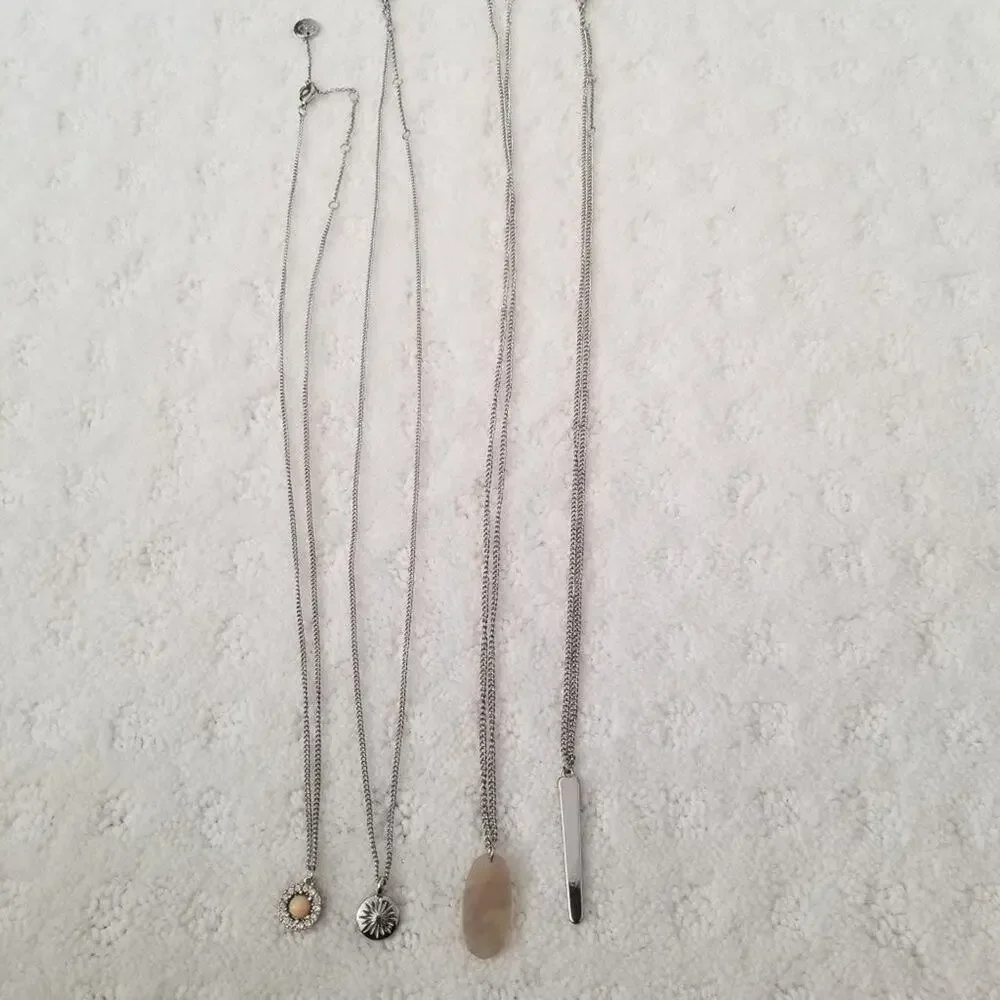 Lot of 4 Silver Tone Chain Necklace 20-24